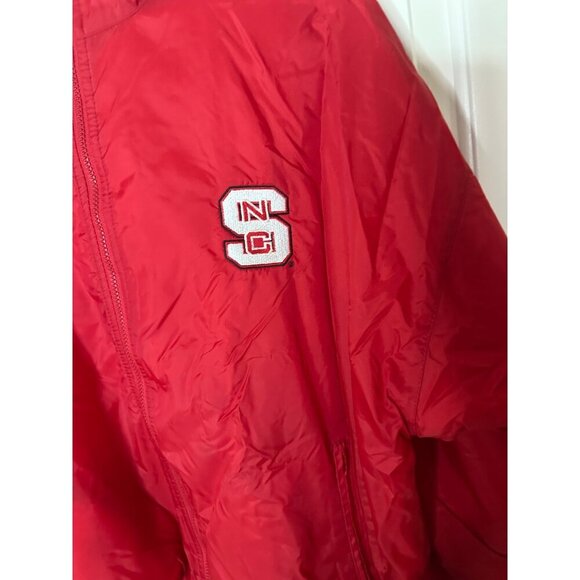Vintage 1990's Era NC State Red Hooded puffer Jacket With Logo Graphic Large - Picture 6 of 8